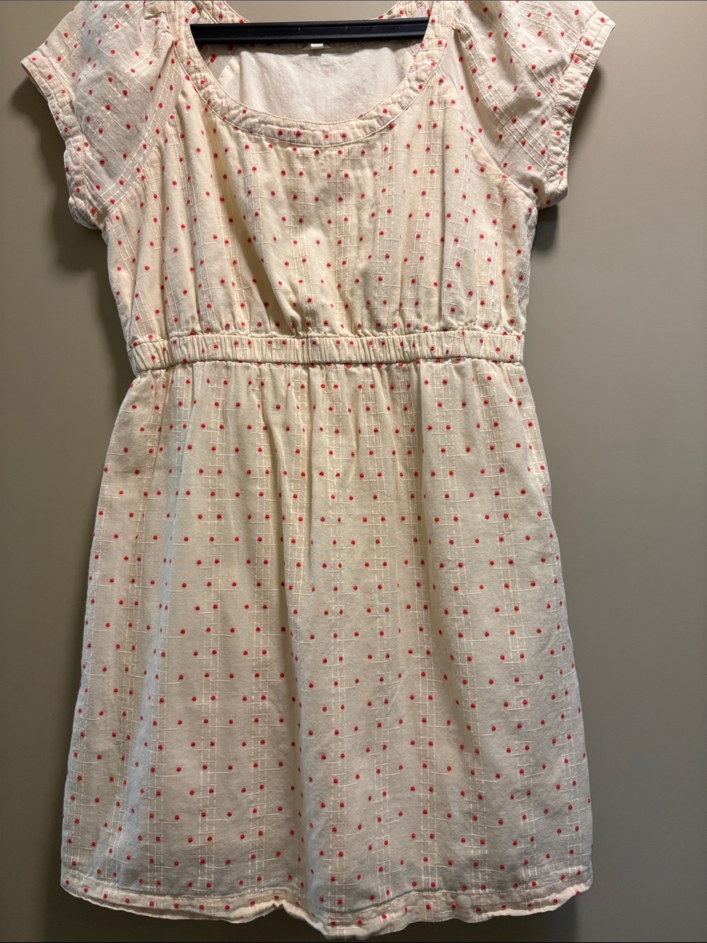 J. Crew Cream Dress with Pink Dot Print